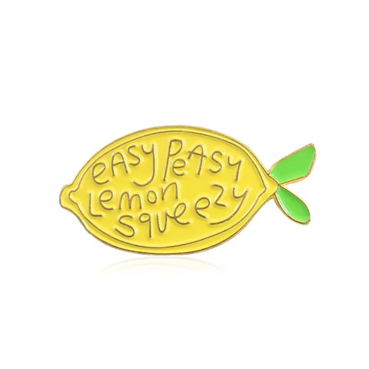 the LEMON SQUEEZY - Yellow Lemon Fruit Cute Kawaii Brooch, Simple Design Brooch Badge Bag/Clothing Accessories Pin