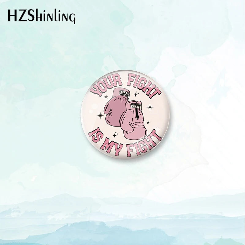 2023 New Breast Cancer Awareness Badge Brooch Pink Ribbon Pin Backpack Decoration Pins Round Jewelry Women Gift