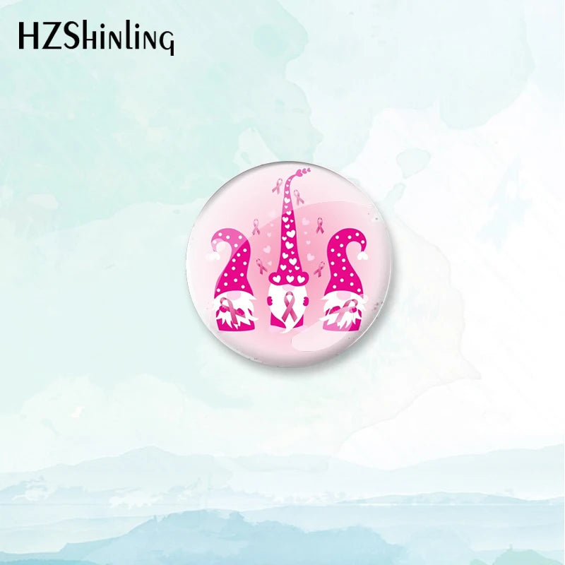 2023 New Breast Cancer Awareness Badge Brooch Pink Ribbon Pin Backpack Decoration Pins Round Jewelry Women Gift