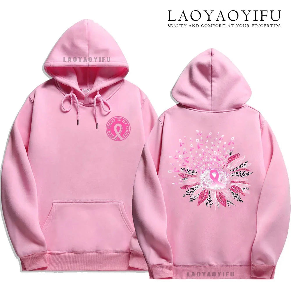Family Pack Pink Awareness Ribbon Hoodies Survivor Support Winter Collection Spring and Autumn‌ Pink Ribbon Breast Cancer Gifts