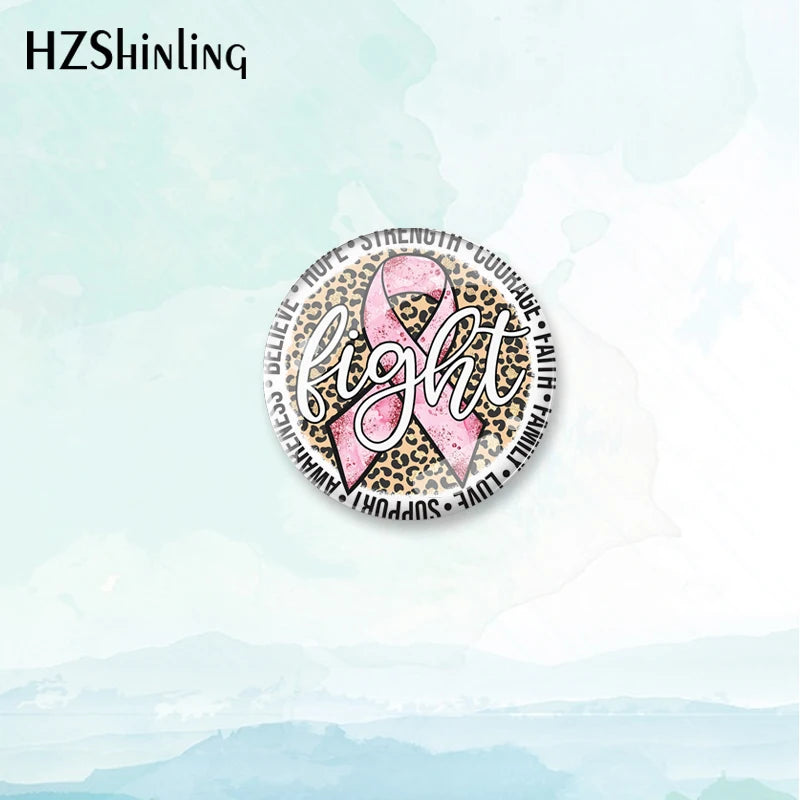2023 New Breast Cancer Awareness Badge Brooch Pink Ribbon Pin Backpack Decoration Pins Round Jewelry Women Gift