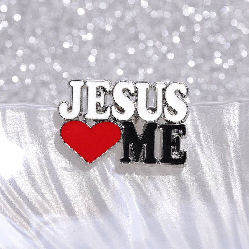 the JESUS LOVES ME - Enamel Pins Custom Christian God Is Good Metal Brooches Lapel Badge Jewelry Gift