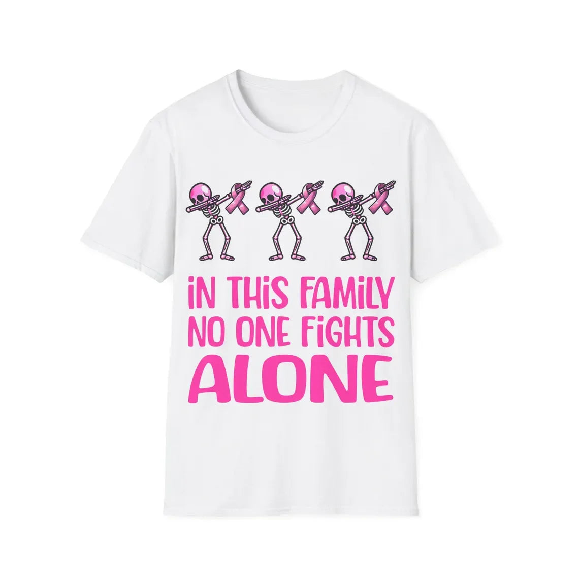 October Pink Ribbon T-Shirt Breast Cancer Awareness, Halloween Skeleton Graphic T-shirt, Short Sleeve Crew Neck Casual Top