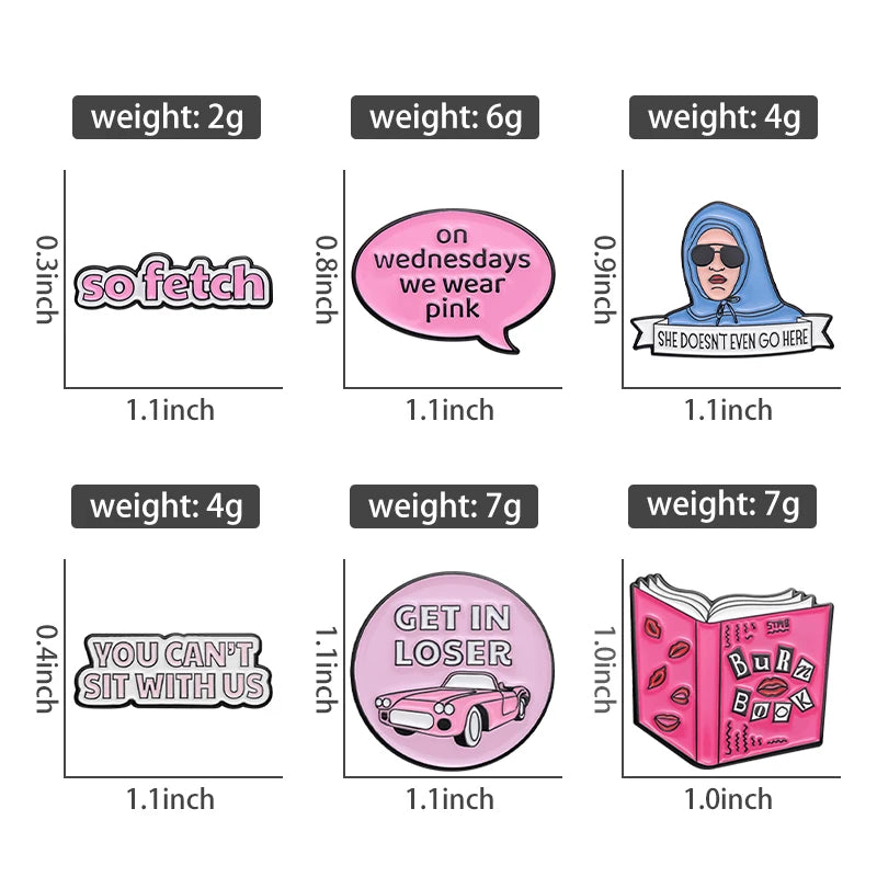 the MEAN GIRLS - Enamel Pins Custom Brooches Lapel Badges Cartoon Campus Youth Movie Jewelry Gift for Friends