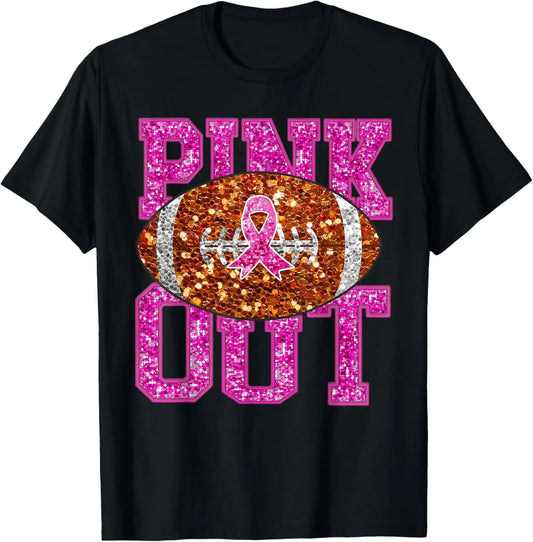 the PINK OUT - American Football Game Day Breast Cancer Awareness T-Shirt