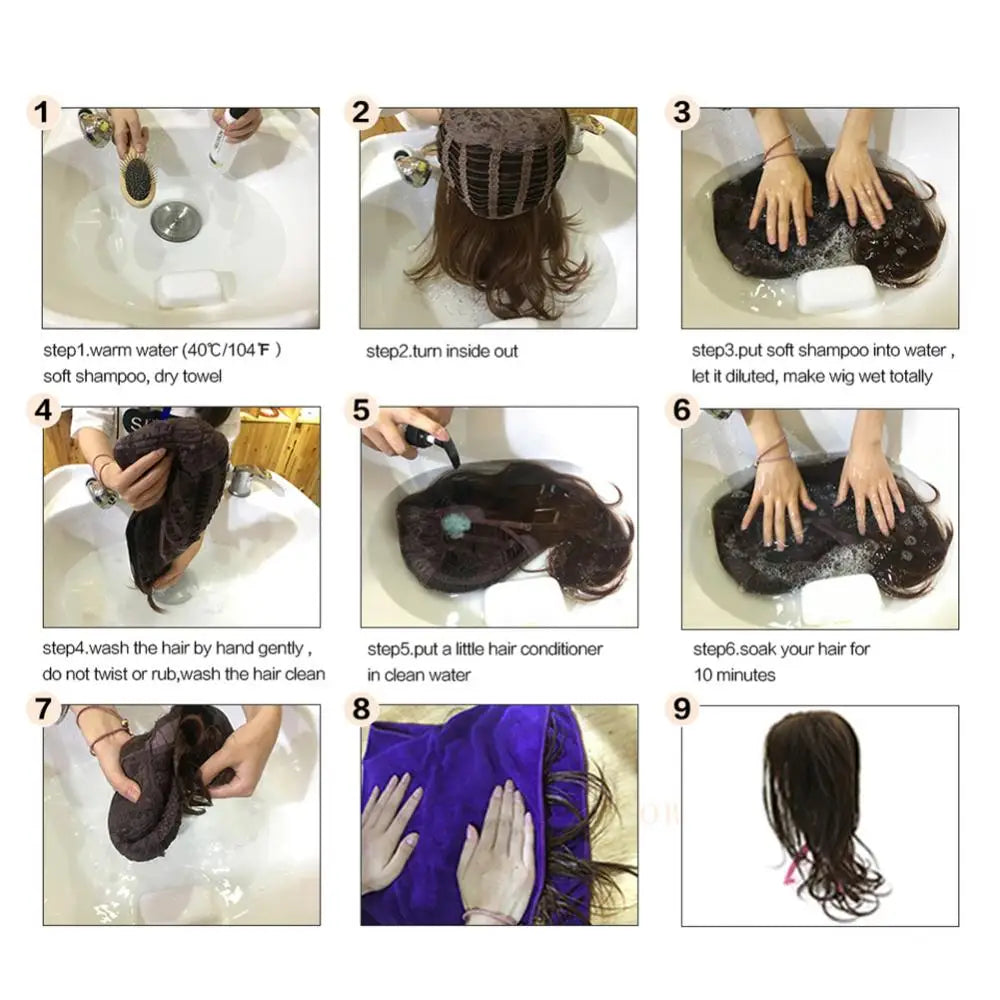 the MARIE - Fashion Brown Curly Long Wig, Faux Hair Women Cosplay Party Charming Hairpiece Straight Synthetic Wigs, Faux Hair with Bangs