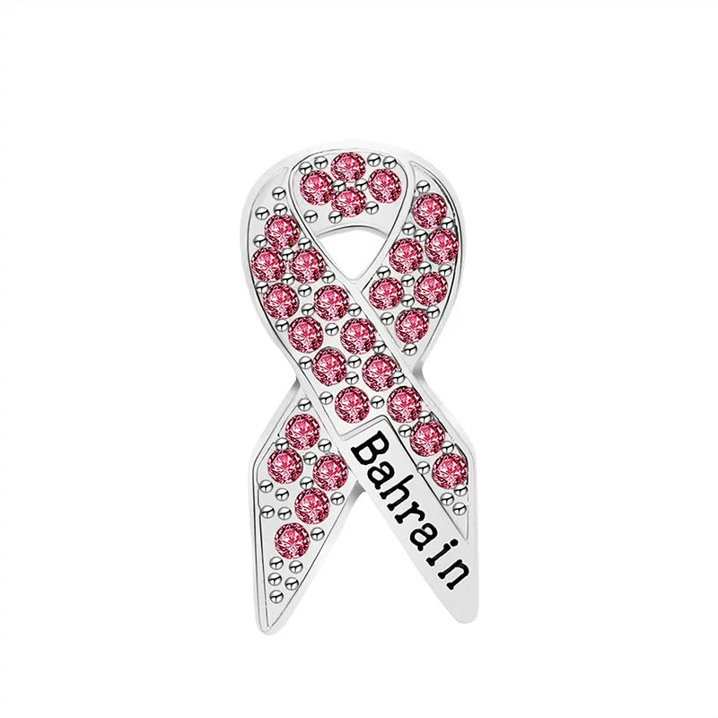 Breast Cancer Awareness Jewelry Pink Ribbon Rhinestone Brooches Women's Metal Badge Pins Fundraisers Events Gift