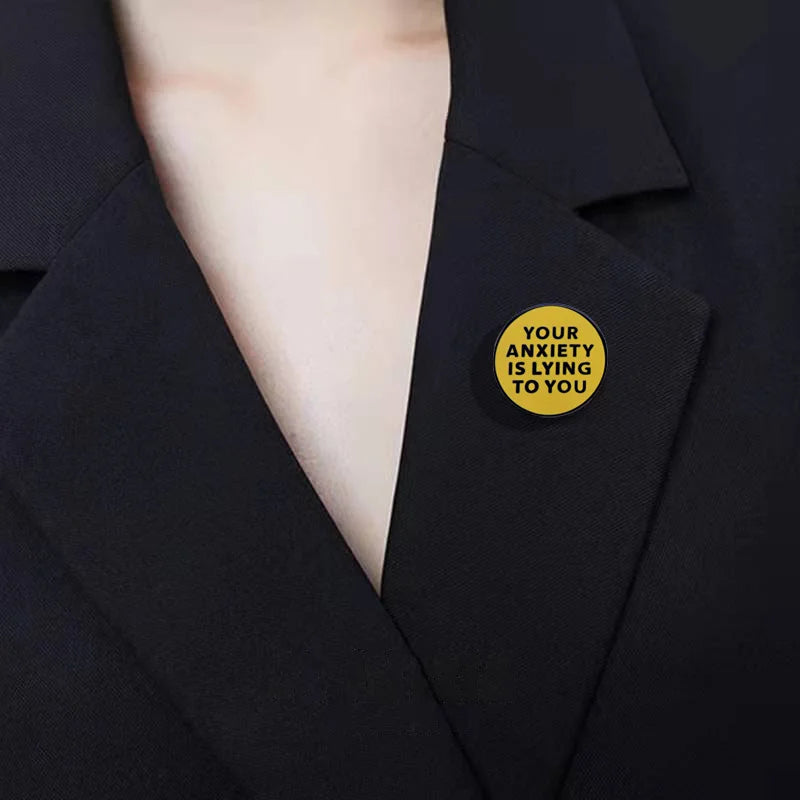 the OKIE-DOKIE - Fun Mental Health Awareness Badges, Self Anxiety Brooch Lapel Pins for Fashion, Women Jewelry Accessories