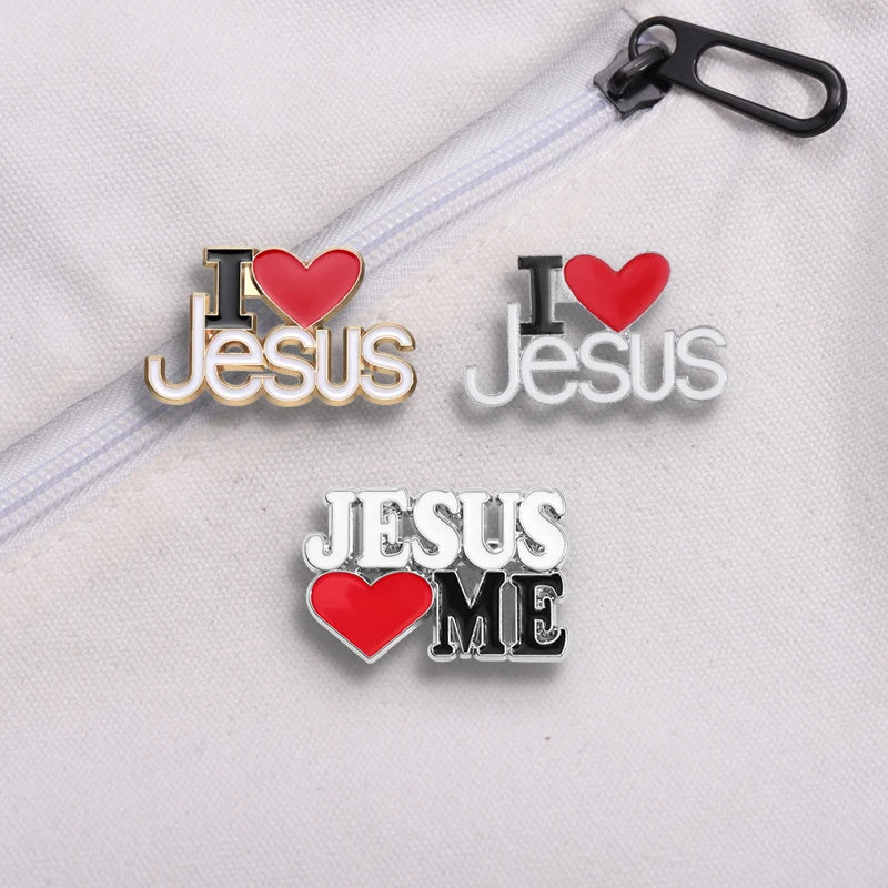 the JESUS LOVES ME - Enamel Pins Custom Christian God Is Good Metal Brooches Lapel Badge Jewelry Gift