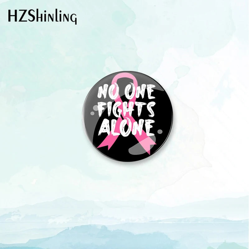 2023 New Breast Cancer Awareness Badge Brooch Pink Ribbon Pin Backpack Decoration Pins Round Jewelry Women Gift