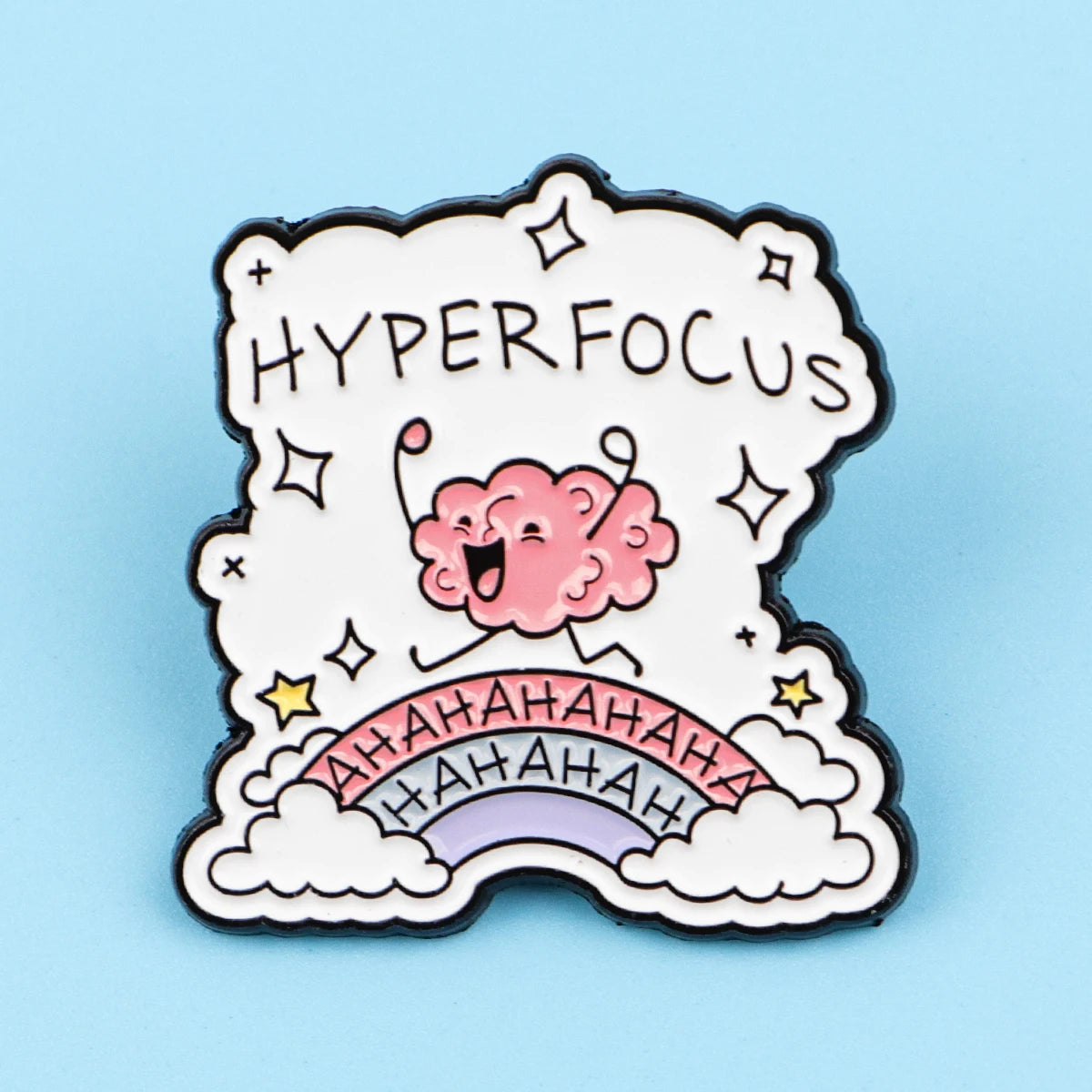 the HYPERFOCUS - Brain Character Enamel Pin, Mental Health Brooch Pin, Lapel Pins Badge