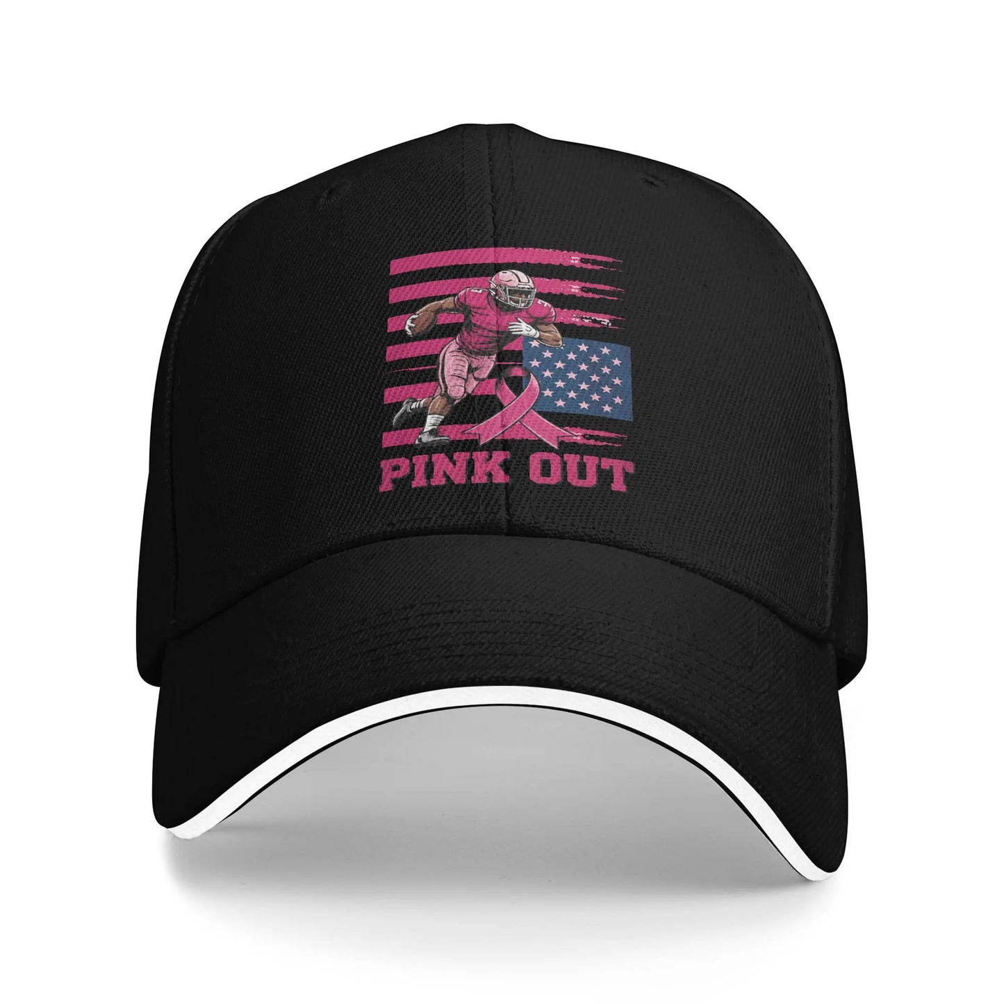 October We Wear Pink Rainbow Breast Cancer Awareness Ribbon Sandwich Cap Baseball Cap  Hat Adjustable Snapback Caps Hat Caps