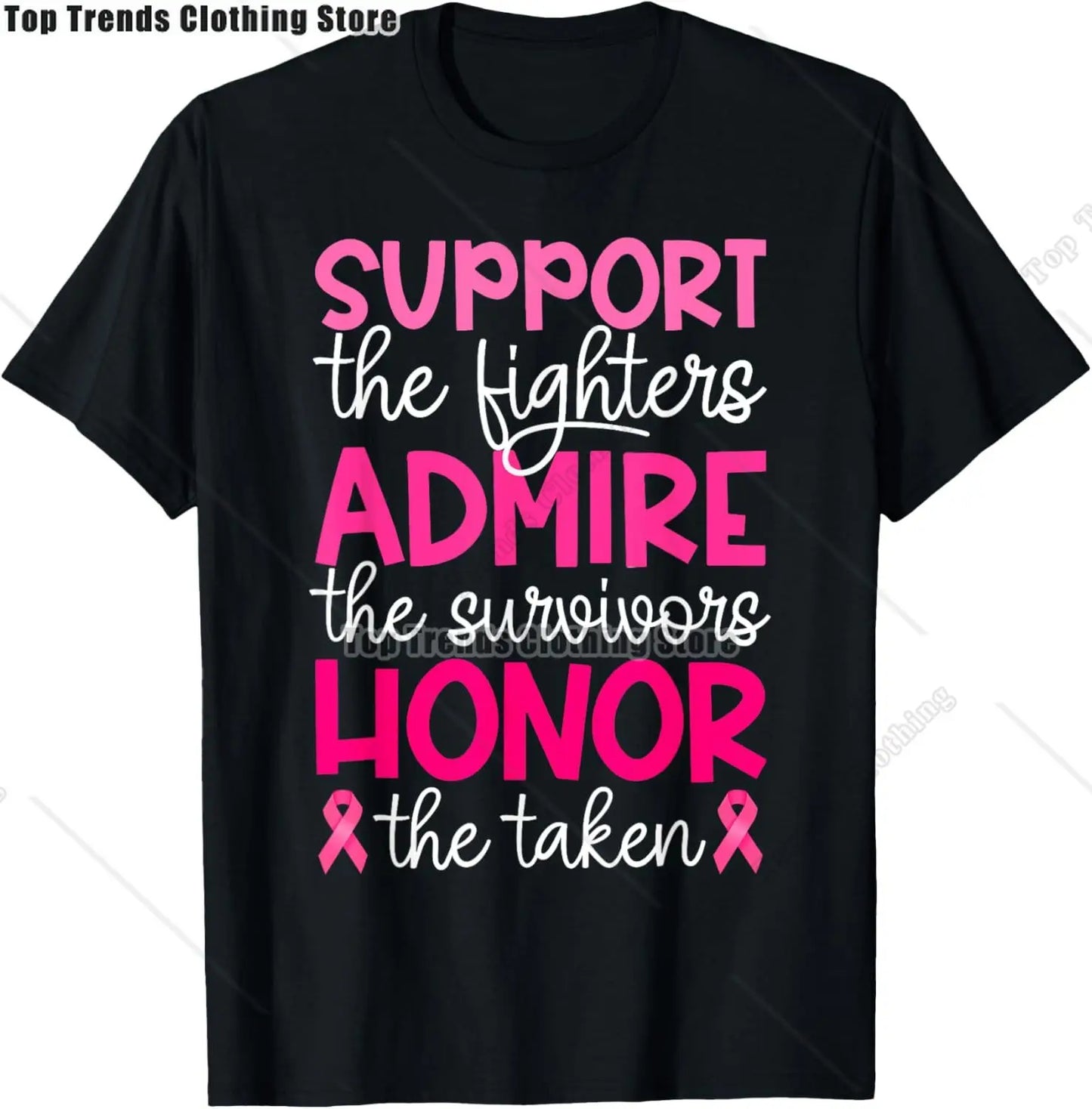 In October We Wear Pink Ghost Witch Breast Cancer Awareness T-Shirt Cosplay Clothes Streetwear Tee Shirt Plus Size Tops