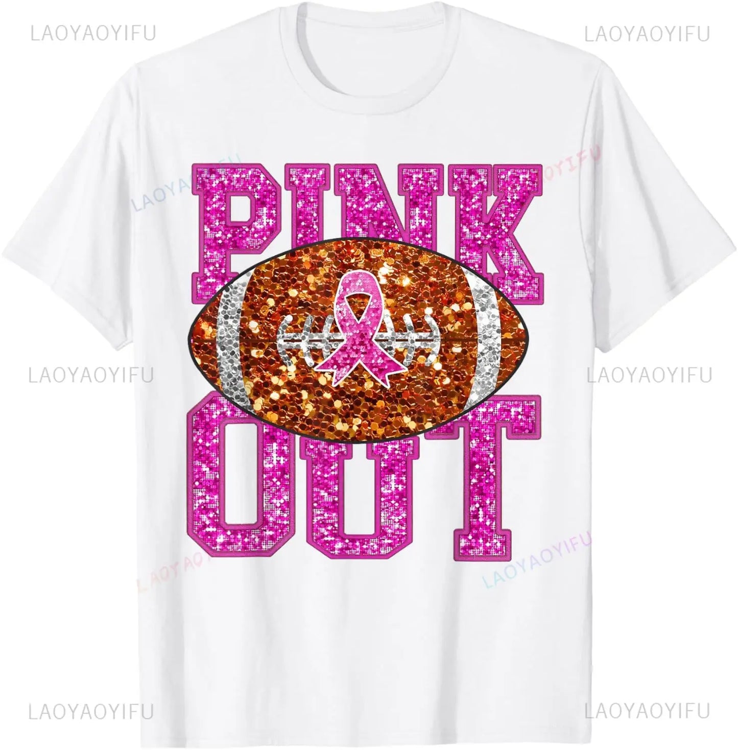 the PINK OUT - American Football Game Day Breast Cancer Awareness T-Shirt