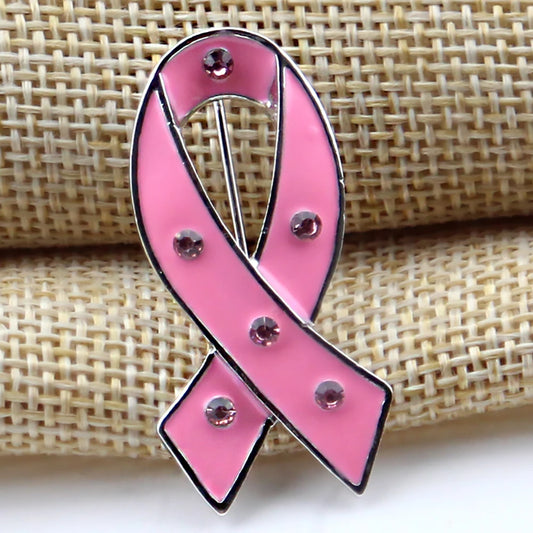 Fashion Pink Ribbon Rhinestone Brooches Breast Cancer Awareness Brooch Pin HIV And AIDS Badge Women Brooch Jewelry