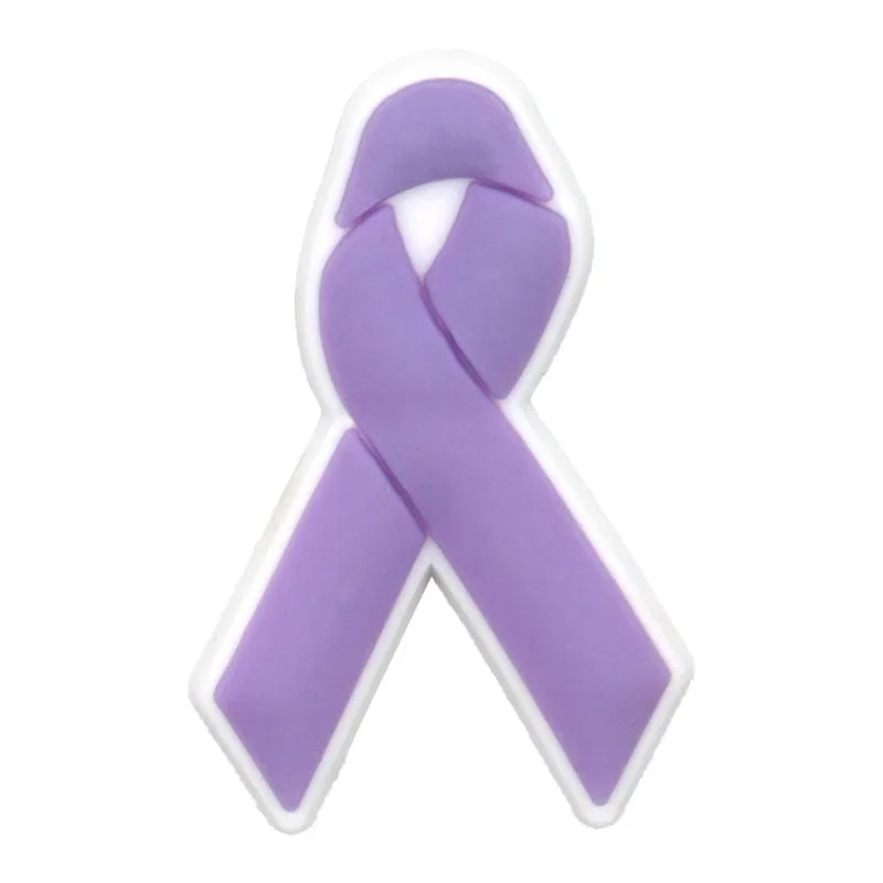 1/16pcs Cancer Ribbon Shoe Decorations Breast Cancer Ribbon Shoe Decorations Care for Women's Health Pins Clog Jeans for Women