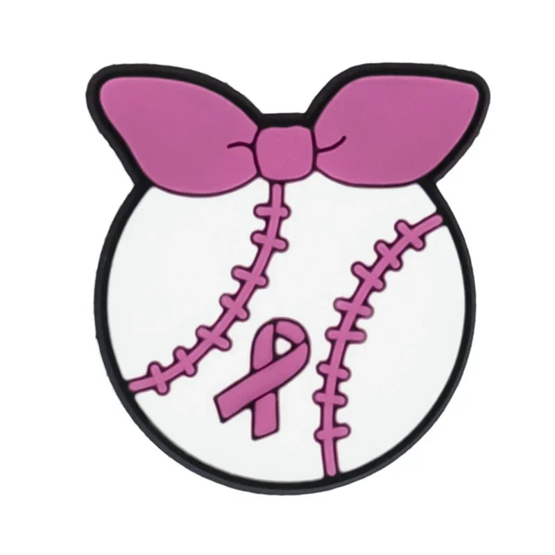 1/16pcs Cancer Ribbon Shoe Decorations Breast Cancer Ribbon Shoe Decorations Care for Women's Health Pins Clog Jeans for Women