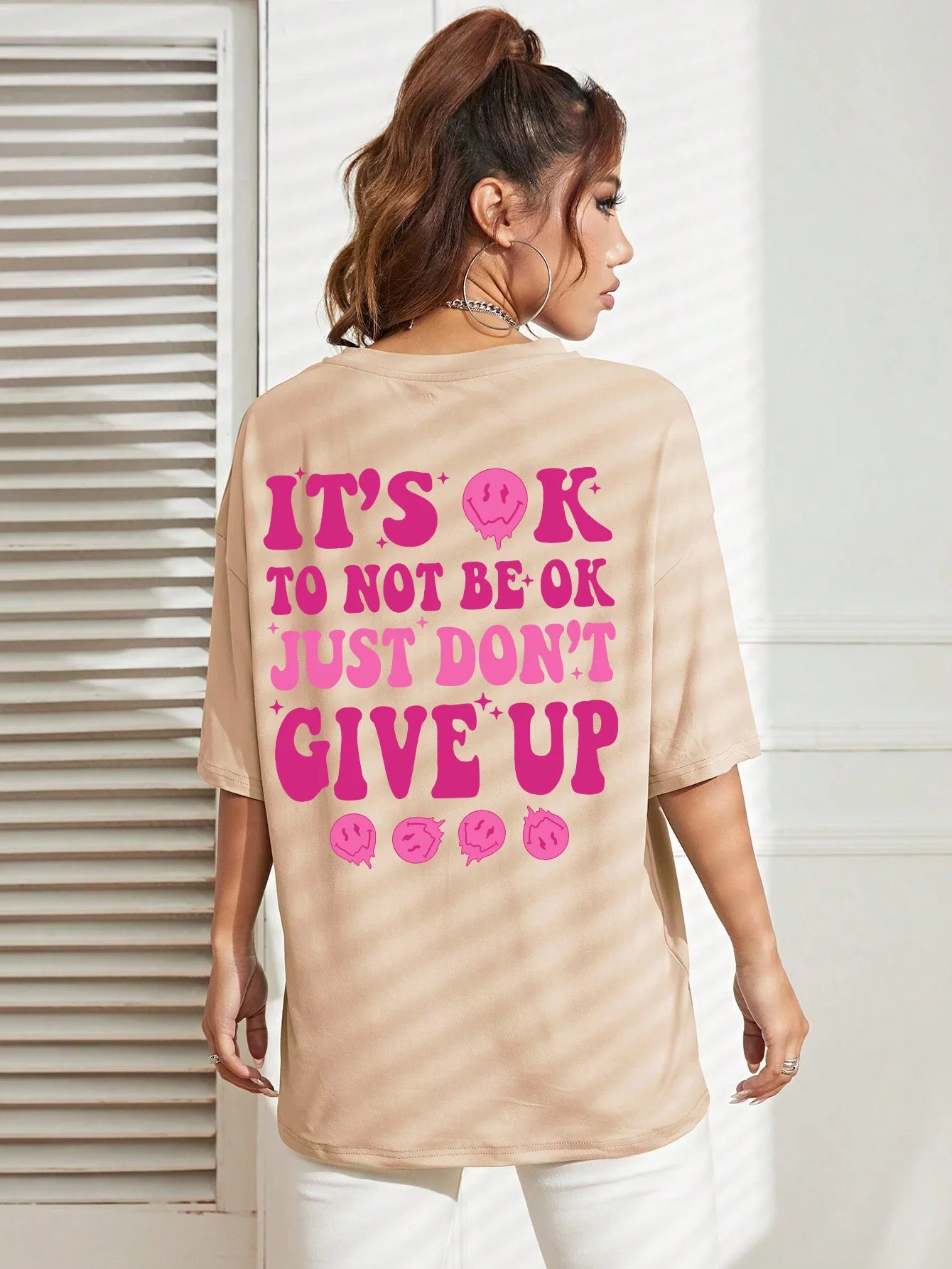 It'S Ok To Not Be Ok Just Don'T Give Upfemale Tshirt Breathable Summer T Shirt Casual Fashion Tee Top Basic Daily Tshirts Women