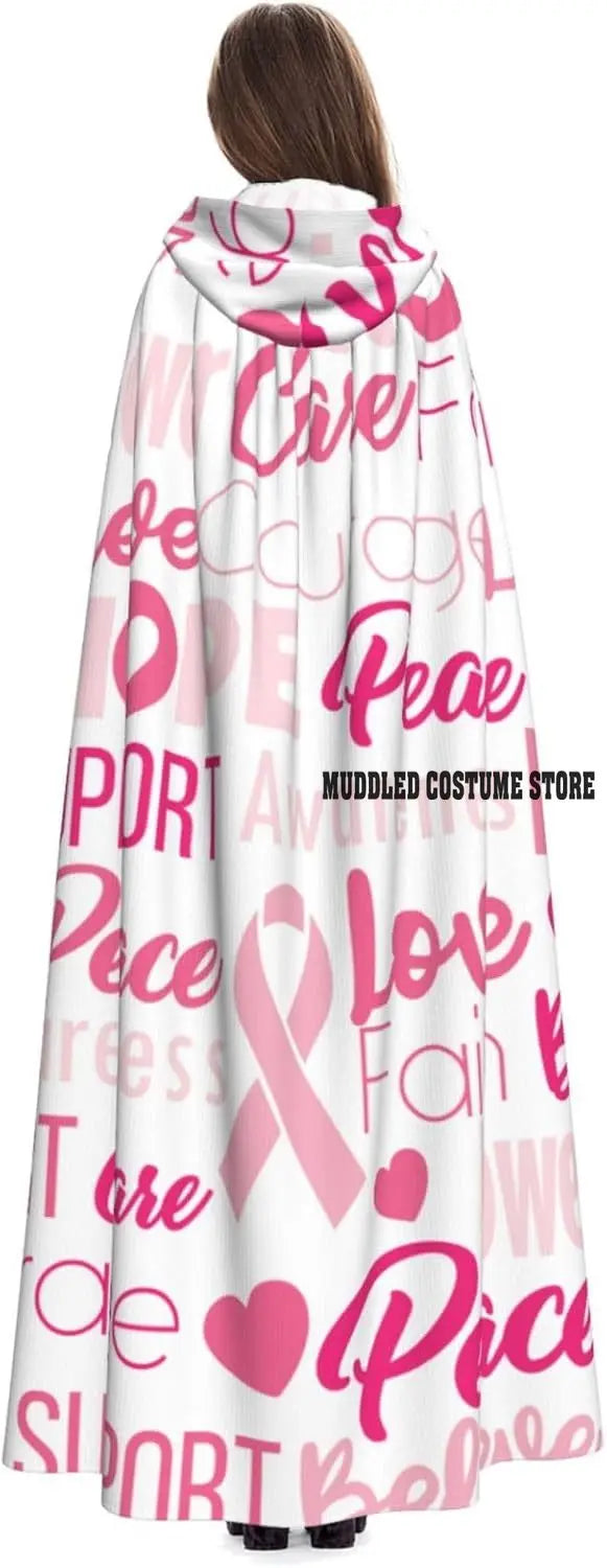 the PINK CAPE - Breast Cancer Pink Ribbons Awareness, Unisex Adults Hooded Cosplay Costume Robe Cloak
