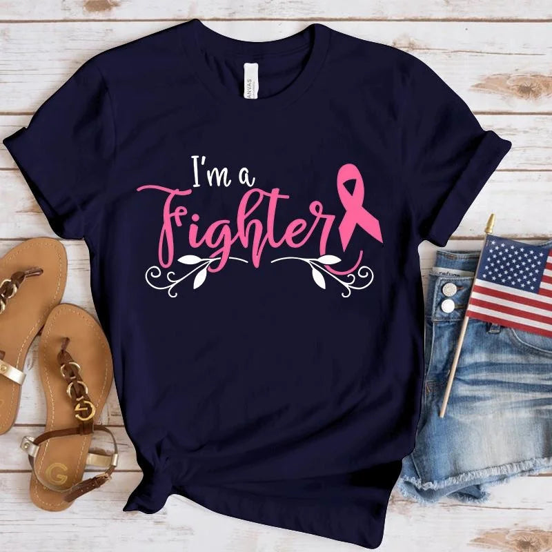 the FIGHTER - Breast Cancer Awareness I'm a Fighter Print T-Shirt