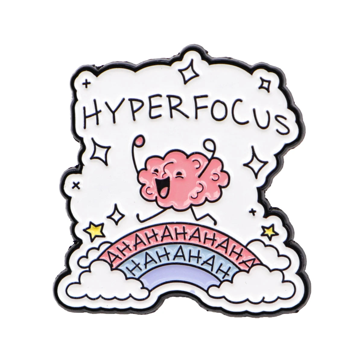 the HYPERFOCUS - Brain Character Enamel Pin, Mental Health Brooch Pin, Lapel Pins Badge