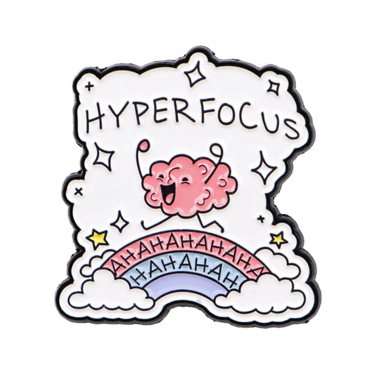 the HYPERFOCUS - Brain Character Enamel Pin, Mental Health Brooch Pin, Lapel Pins Badge