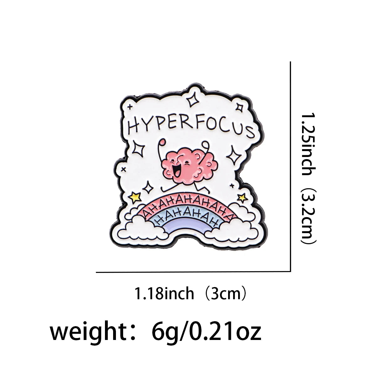 the HYPERFOCUS - Brain Character Enamel Pin, Mental Health Brooch Pin, Lapel Pins Badge