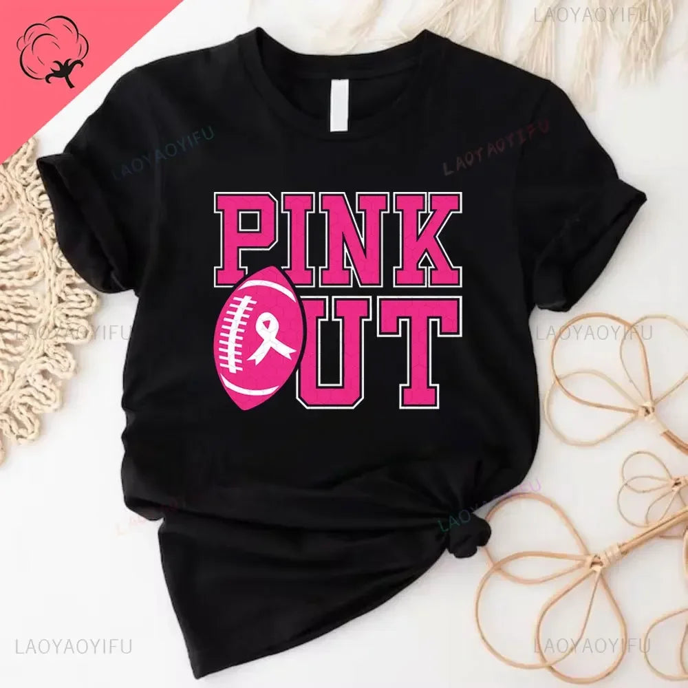 Caring for Women Breast Cancer T-shirt October Pink Ribbon Breast Cancer Awareness Themed Printed Tee Gift for Moms Daughters