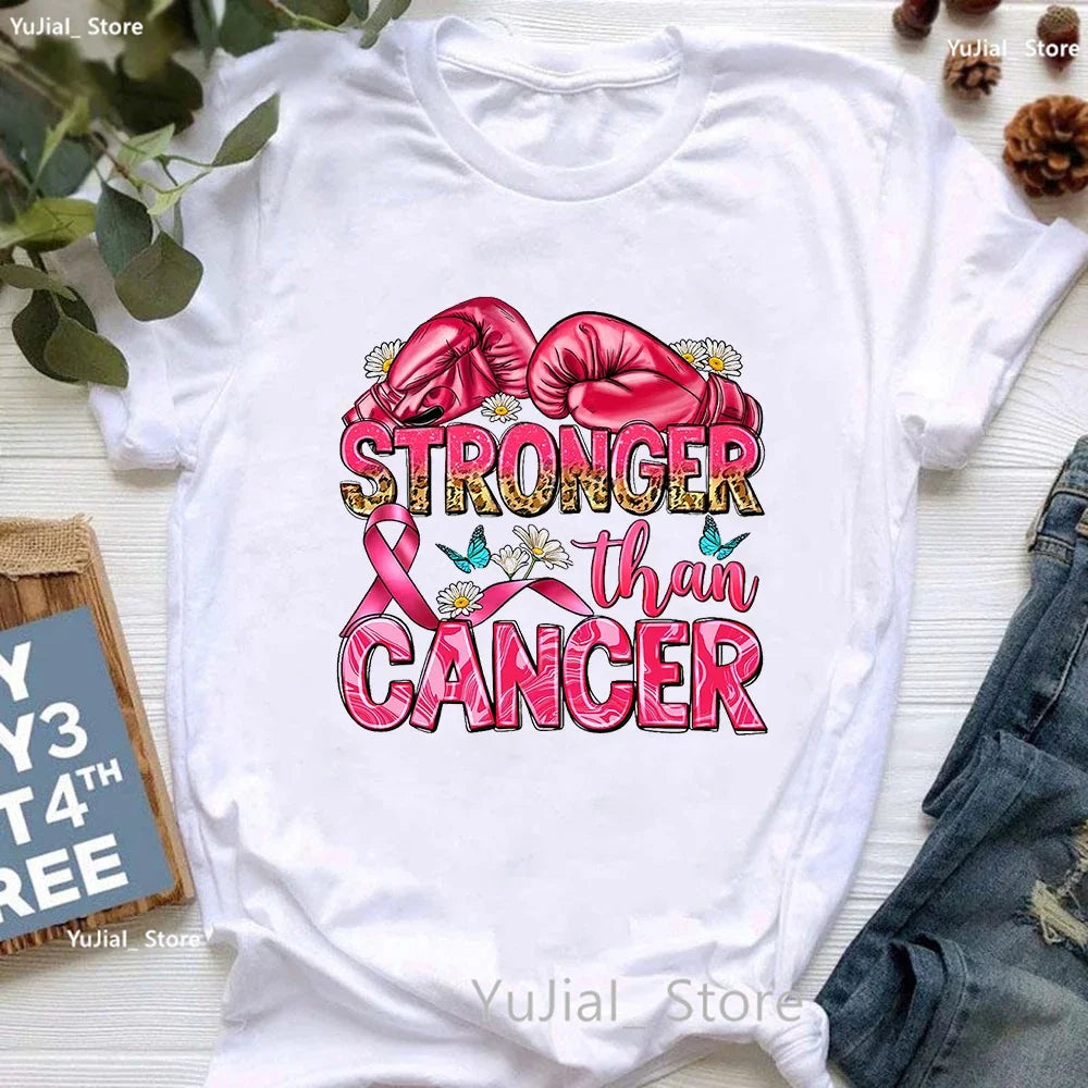 Breast Cancer Awareness Print T Shirt Women Pink High Shoes Tshirt Femme Summer Short Sleeve T-Shirt Female Dropshipping