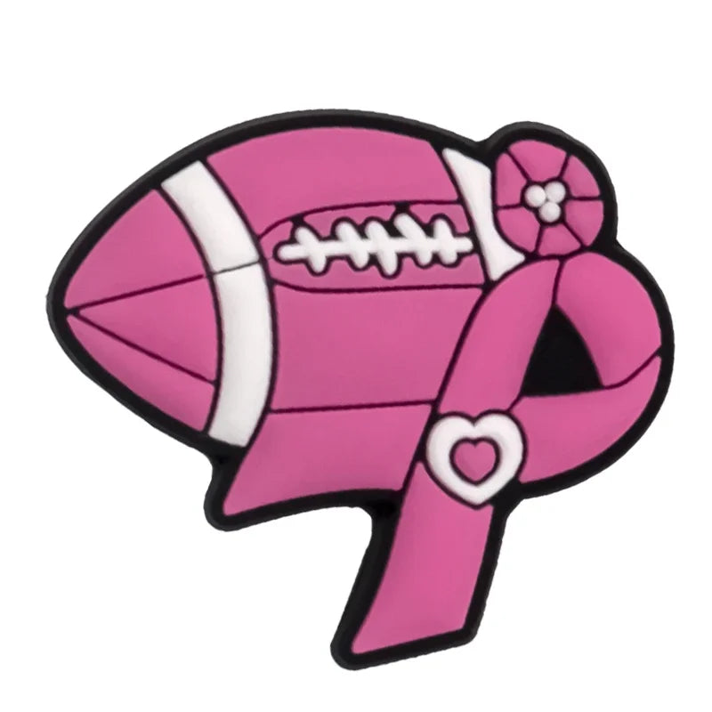 1/16pcs Cancer Ribbon Shoe Decorations Breast Cancer Ribbon Shoe Decorations Care for Women's Health Pins Clog Jeans for Women