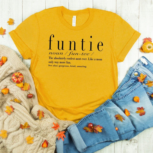 the FUNTIE - Funny Aunt T-Shirt. Cute Auntie Tees, Best Aunt Ever Sayings Graphic Tee, Aunt Gift Women Casual T-shirt Tops