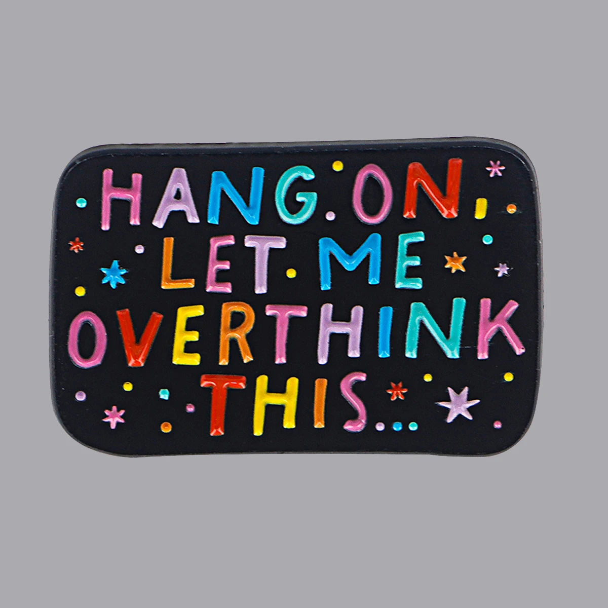 the OVERTHINKER - Rainbow Enamel Pin, Humorous Quotes Brooch Pins, Lapel Pins Badge