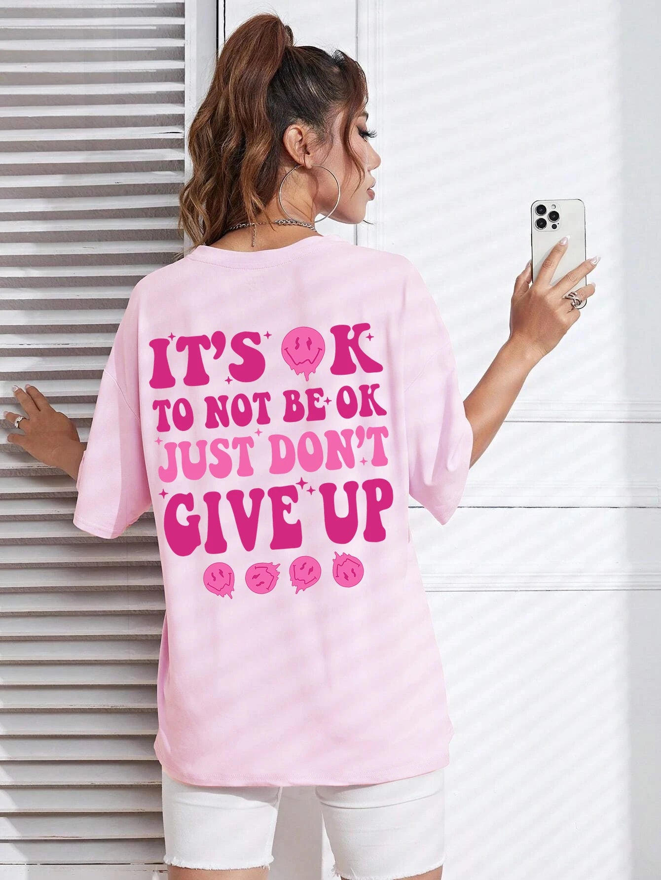 It'S Ok To Not Be Ok Just Don'T Give Upfemale Tshirt Breathable Summer T Shirt Casual Fashion Tee Top Basic Daily Tshirts Women