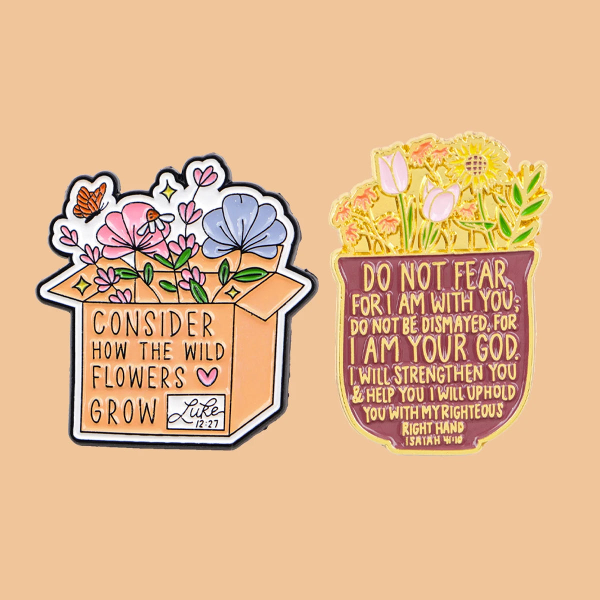 the BIBLE QUOTES - Jesus Bible Enamel Pins, Flowers Quotes Brooch Lapel Pin Badge, Clothing Accessories Fashion Jewelry Friend Gift