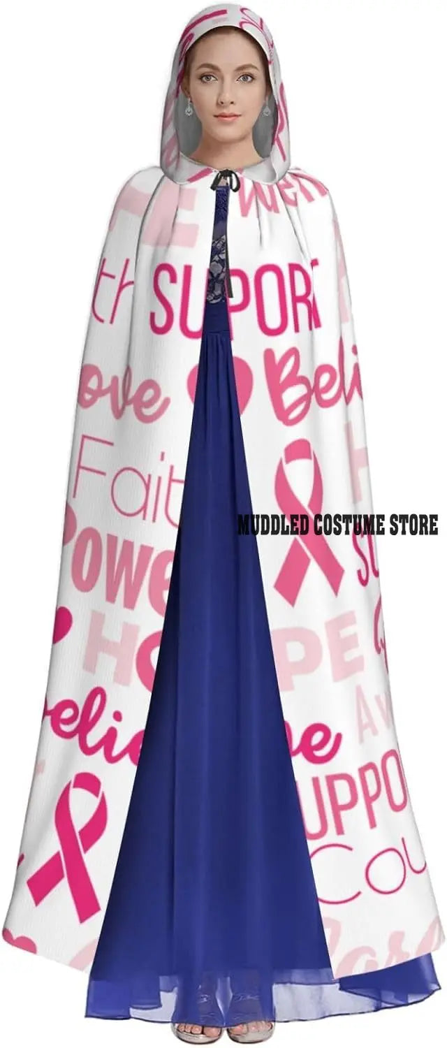 the PINK CAPE - Breast Cancer Pink Ribbons Awareness, Unisex Adults Hooded Cosplay Costume Robe Cloak