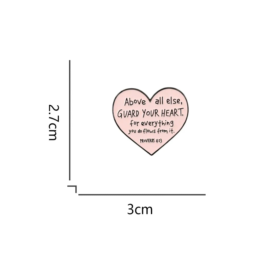 the PROVERBS 4:23 - Above All Else Guard Your Heart Badge Proverbs 4:23 Enamel Pin, Bible Verse Brooch Religious Jewelry