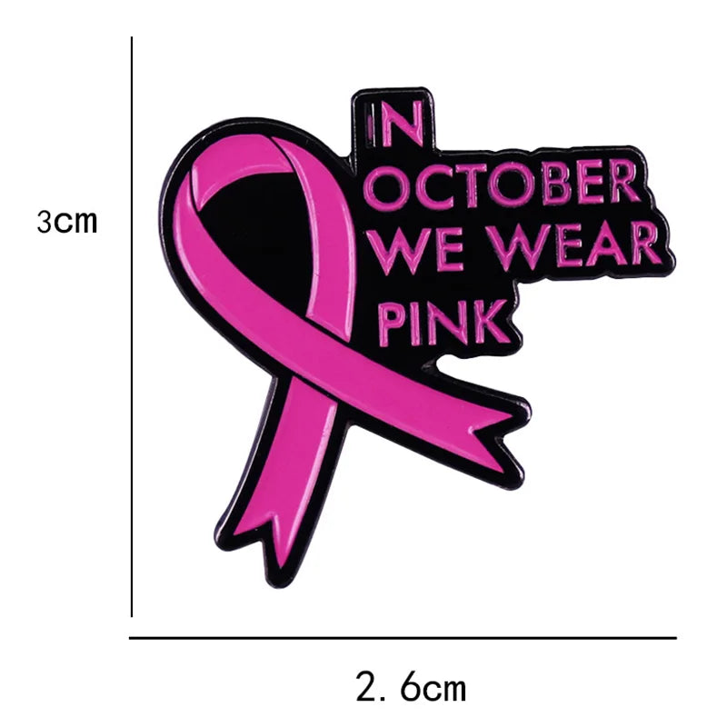 Breast Cancer Awareness Brooch Pink Ribbon Enamel Pin In October We Wear Pink Backpacks Hats Jeans Decorative