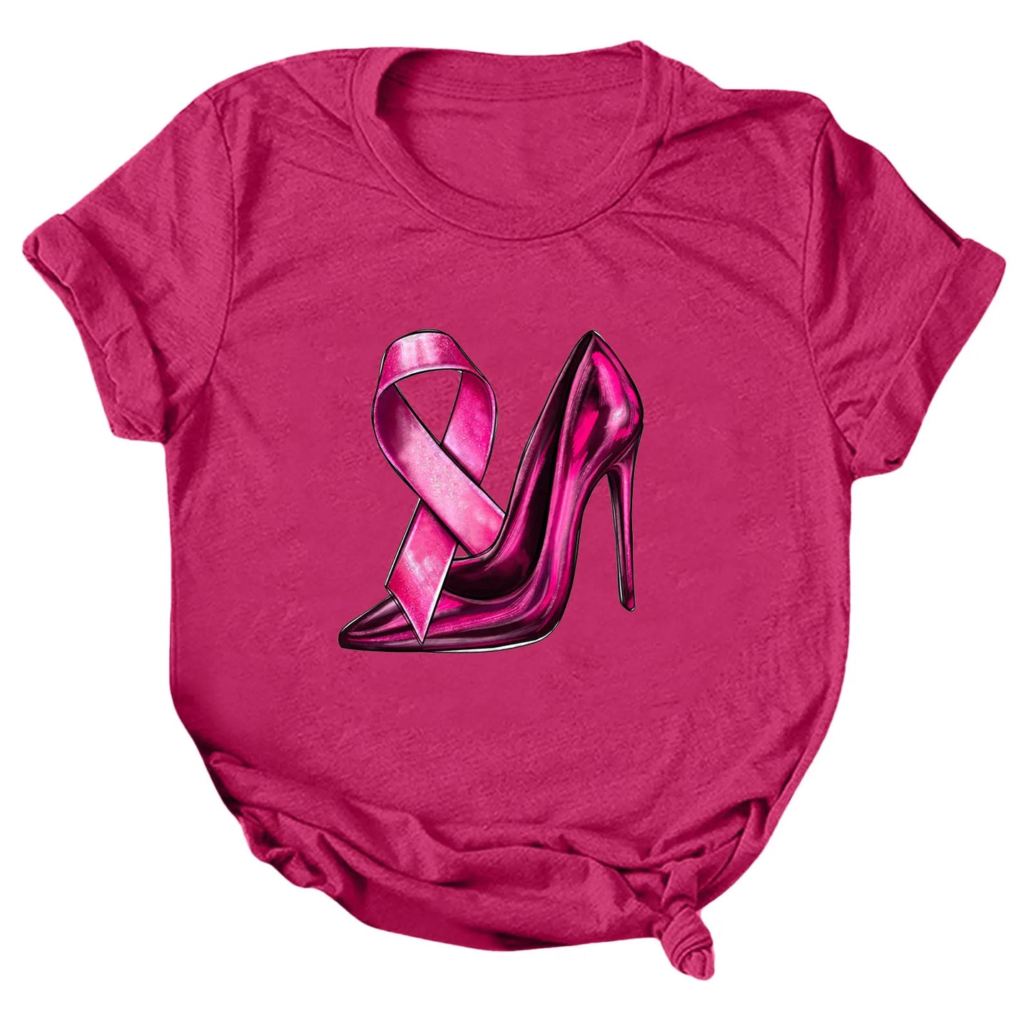 the STILETTO - Breast Cancer Graphic T-Shirts for Women Breast Cancer Awareness Tees