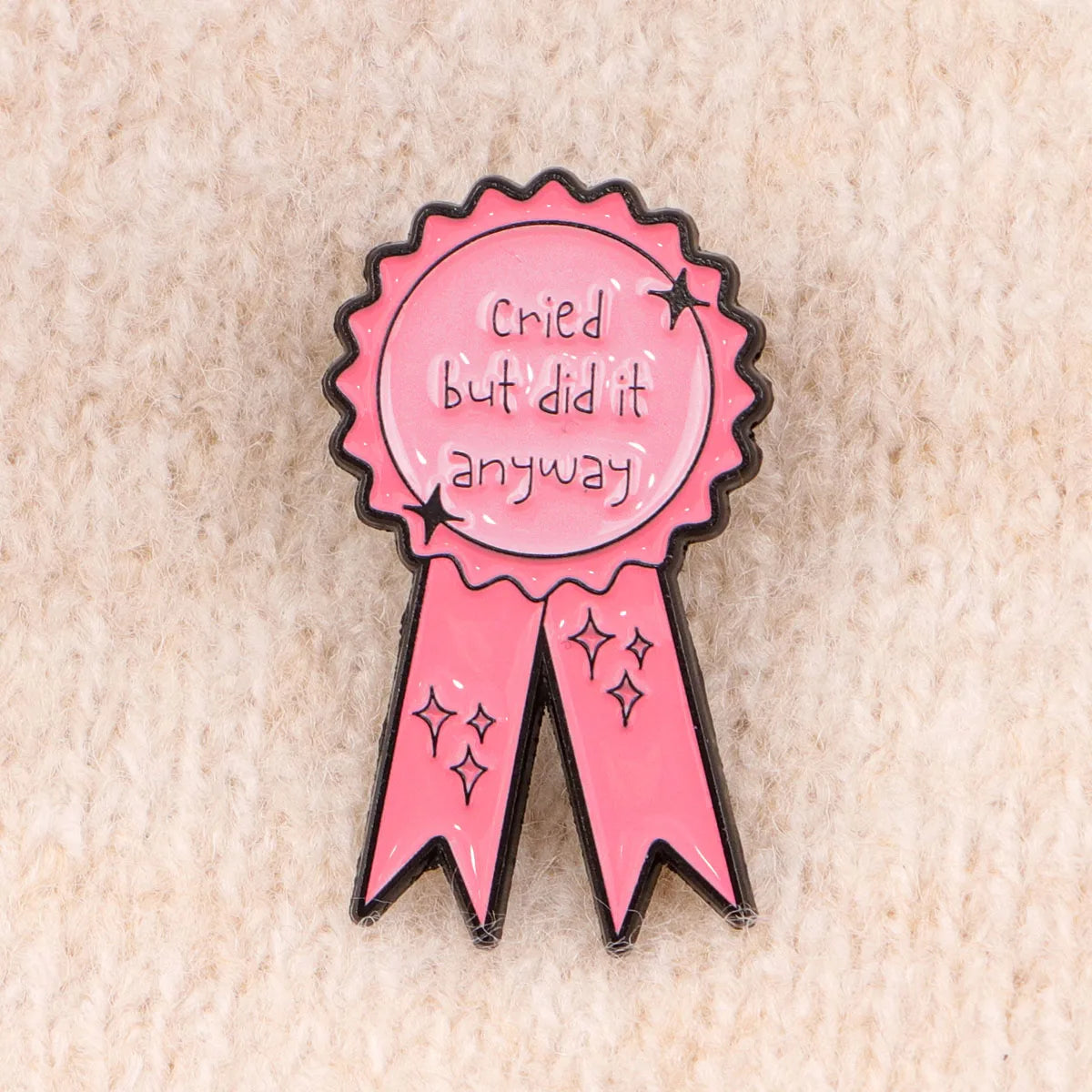 Funny "Cried" Enamel Pin Pink Ribbon Brooch Pines Lapel Pins Badge on Backpack Clothing Accessories Fashion Jewelry Gift For Her