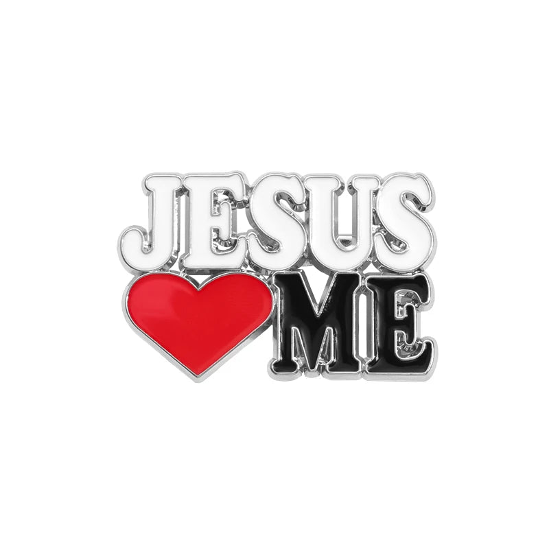 the JESUS LOVES ME - Enamel Pins Custom Christian God Is Good Metal Brooches Lapel Badge Jewelry Gift