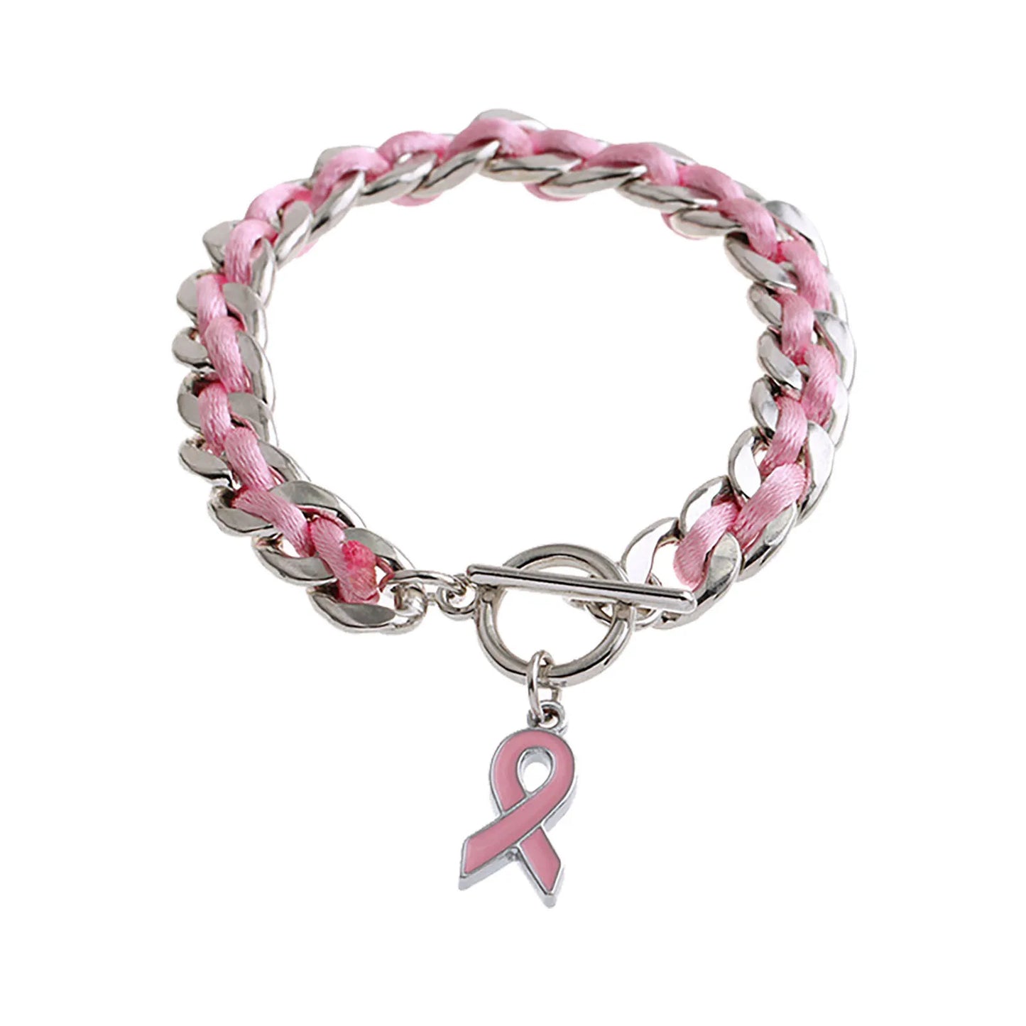 the PINK CHAIN - Pink Ribbon Breast Bracelet Rope, Pink Gift Breast Bracelet Love Ribbon Rope Bracelets