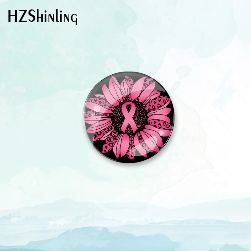 2023 New Breast Cancer Awareness Badge Brooch Pink Ribbon Pin Backpack Decoration Pins Round Jewelry Women Gift