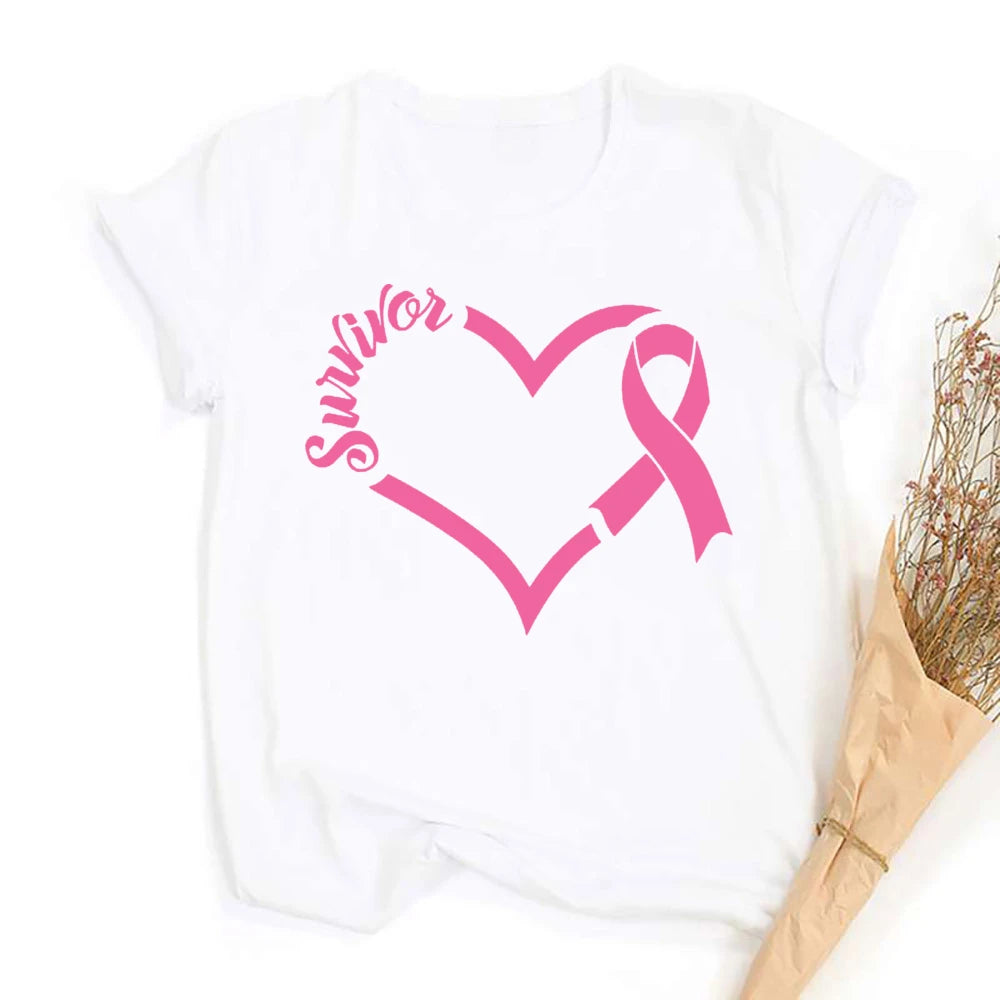 Breast Cancer Shirts for Women Pink Ribbon Breast Cancer Awareness T-Shirt Cancer Care Gifts Ladies Tee Tops