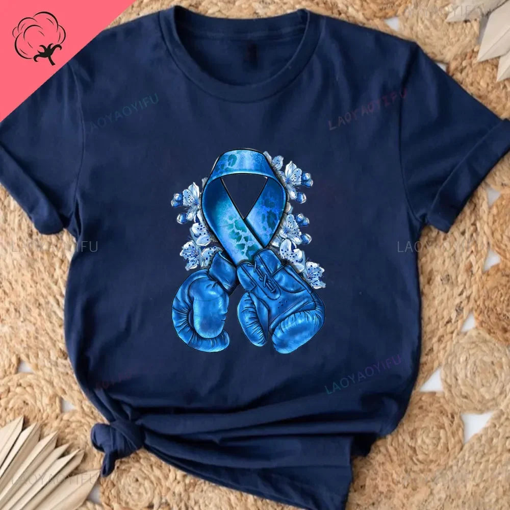 Caring for Women Breast Cancer T-shirt October Pink Ribbon Breast Cancer Awareness Themed Printed Tee Gift for Moms Daughters