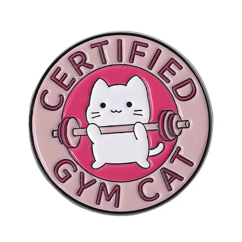 the PINK LADY - Cartoon Pink Cat Enamel Pins Custom Certified GYM Cat, Big Booty Club Brooch Cute Spray Rainbow Doughnut Lapel Badges Jewelry