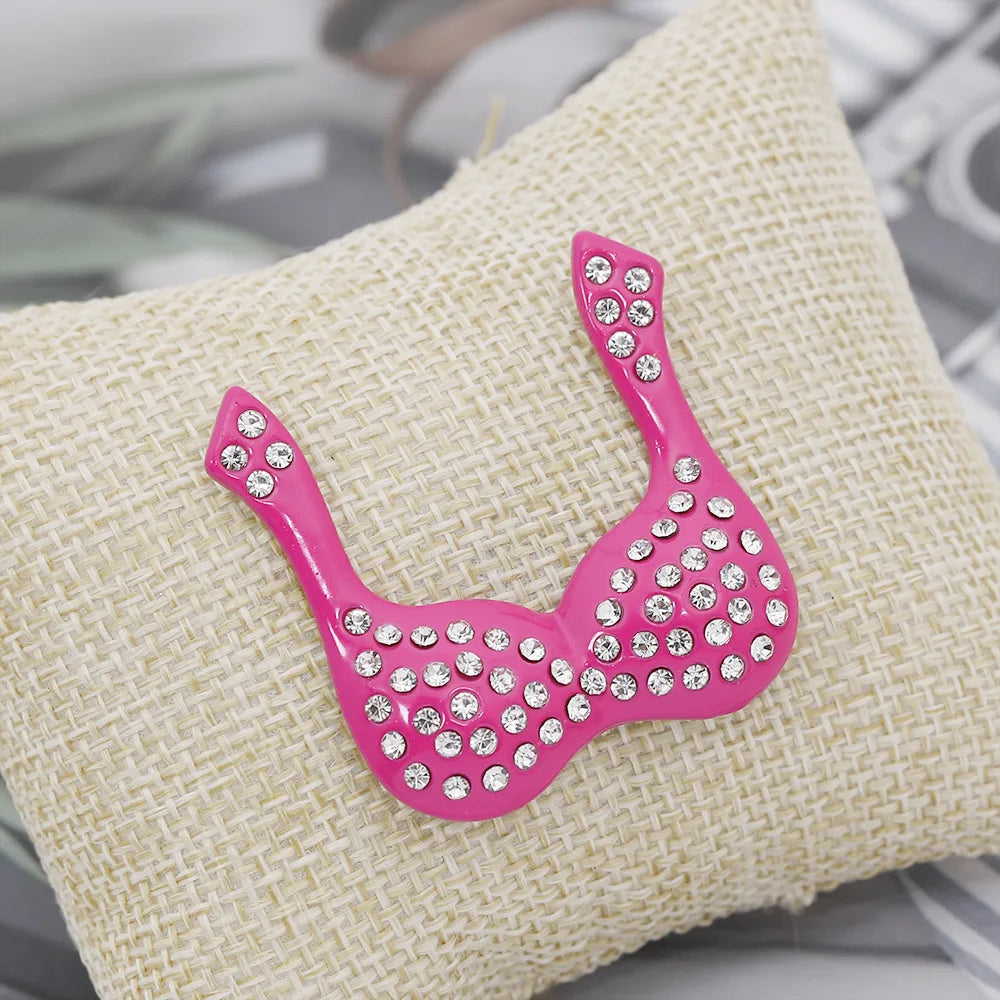 Breast Cancer Awareness Jewelry Pink Ribbon Rhinestone Brooches Women's Metal Badge Pins Fundraisers Events Gift