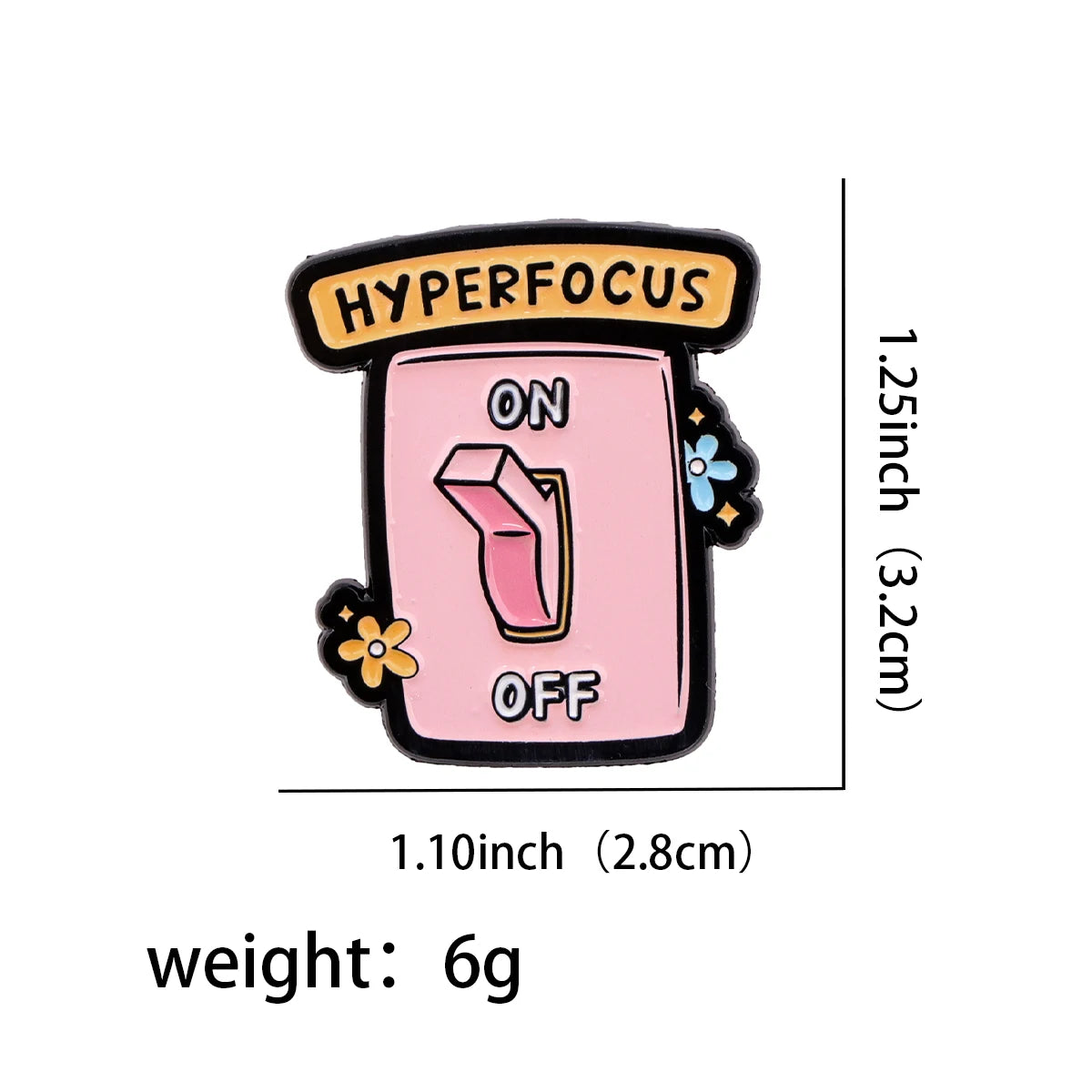 the MENTAL HEALTH - "On/Off Switch" Enamel Pin, ADHD Awareness Brooch Pins, Lapel Pins Badge Clothing Accessories Funny Jewelry Gift