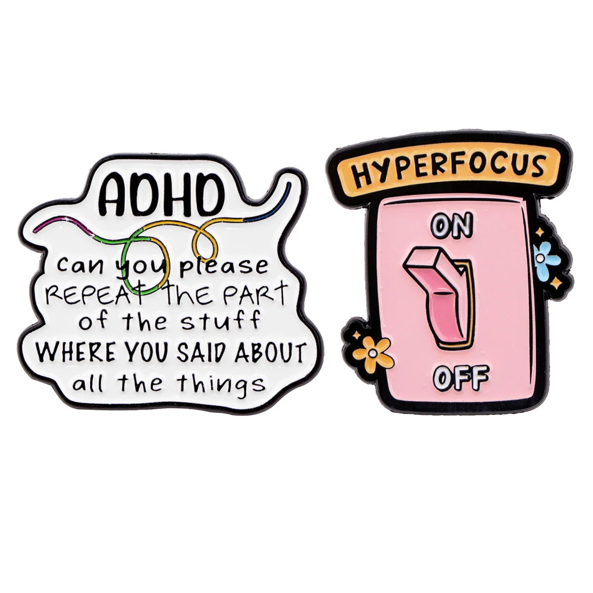 the MENTAL HEALTH - "On/Off Switch" Enamel Pin, ADHD Awareness Brooch Pins, Lapel Pins Badge Clothing Accessories Funny Jewelry Gift