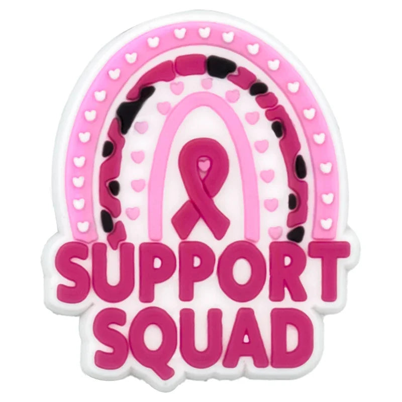 1/16pcs Cancer Ribbon Shoe Decorations Breast Cancer Ribbon Shoe Decorations Care for Women's Health Pins Clog Jeans for Women