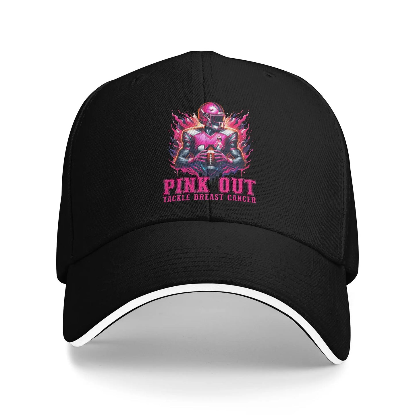 October We Wear Pink Rainbow Breast Cancer Awareness Ribbon Sandwich Cap Baseball Cap  Hat Adjustable Snapback Caps Hat Caps